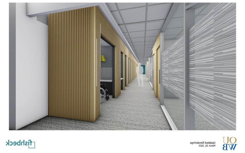 A rendering of one of the new hallways